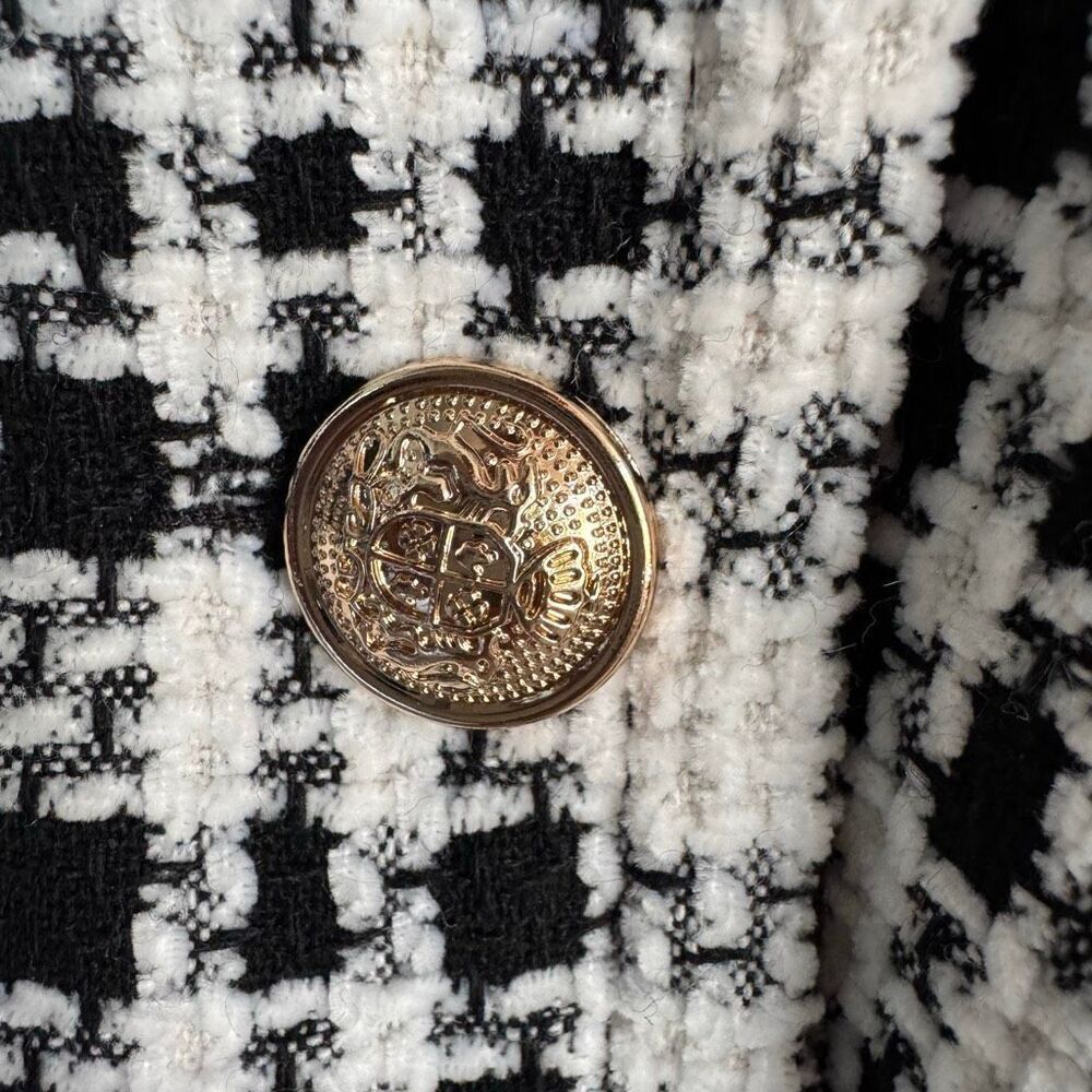 Flying Tomato Black & White Houndstooth Cape Coat M - Picture 4 of 9
